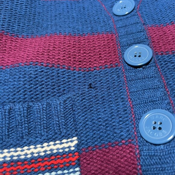 Marc Jacobs Womens Lambswool Striped Belted Cardigan Sweater Size L - Picture 8 of 8